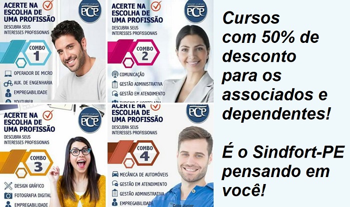 Cursos com 50% de desconto para os associados do Sindfort-PE!